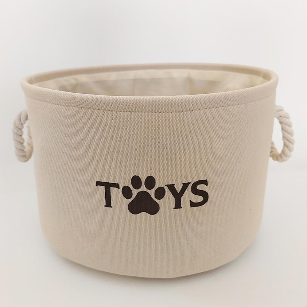 Round Dog Pet Toy Basket Cat Clothes Storage Box Foldable Storage Basket with Handle Pet Supplies: Yellow