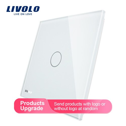 Livolo lyxigt vitt pärlkristallglas, eu -standard, enda glaspanel för 1 gängspeksknapp, vl -c7-c1-11 (4 färger), ingen strömbrytare: Vit