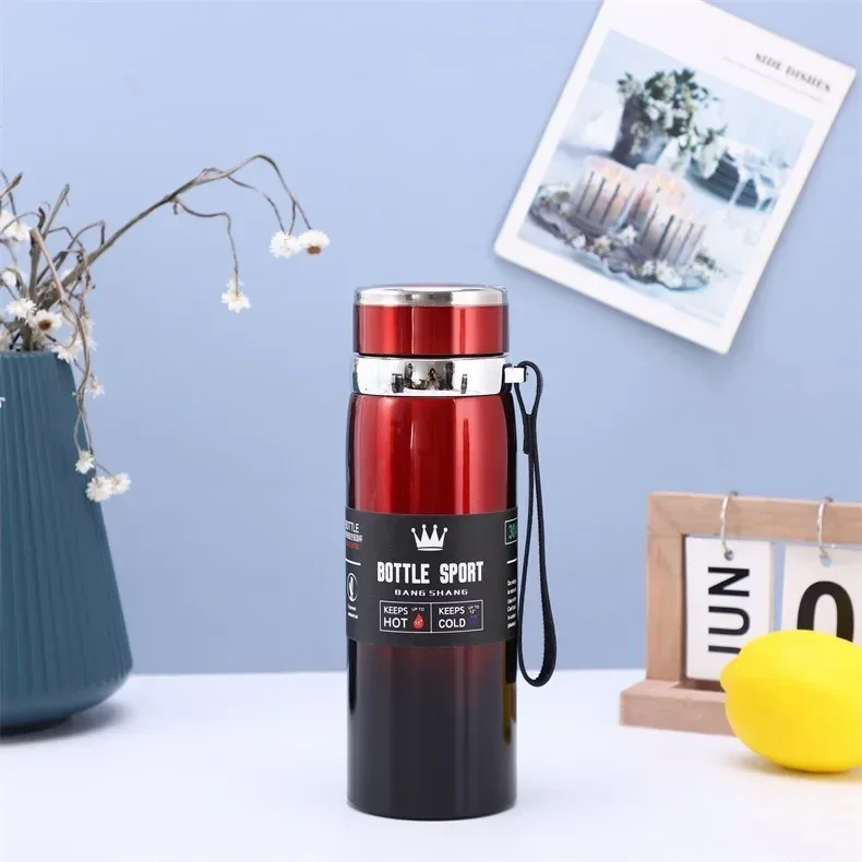 1l termosflaskor för att hålla kallt och vattenflaska termos för vatten, te och kaffe, termosflaska i rostfritt stål: Röd