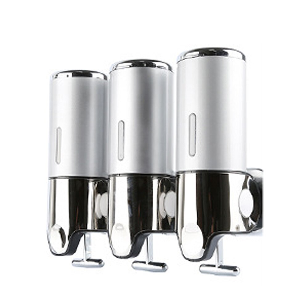Liquid Soap Dispenser Wall Mounted Shower Gel Dispensers Shampoo Container Kitchen Tools Pump Double Hand Bathroom Soap Bottle#9: Three Silver