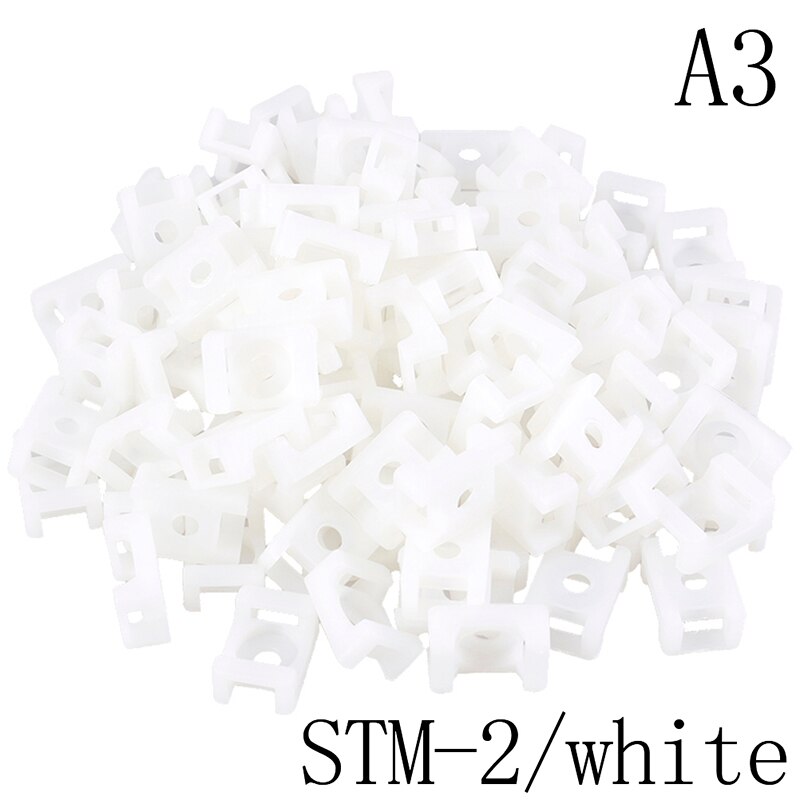 100pcs White Black Cable Tie Mount Wire Buddle Saddle Type Plastic Holder: 3