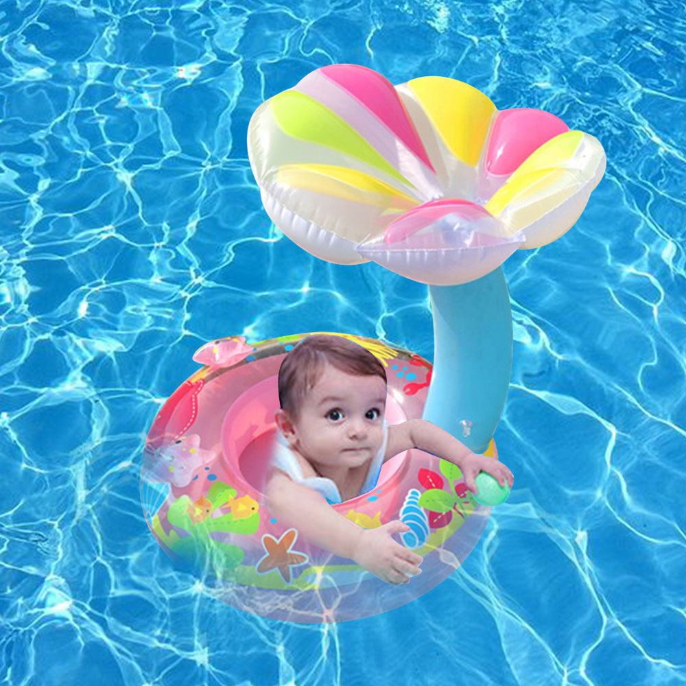 Swimming Circle Pool for kids Inflatable Swimming Ring Boat Mushroom Shape Float Ring Baby Seat Swim Training Beach Party Toys