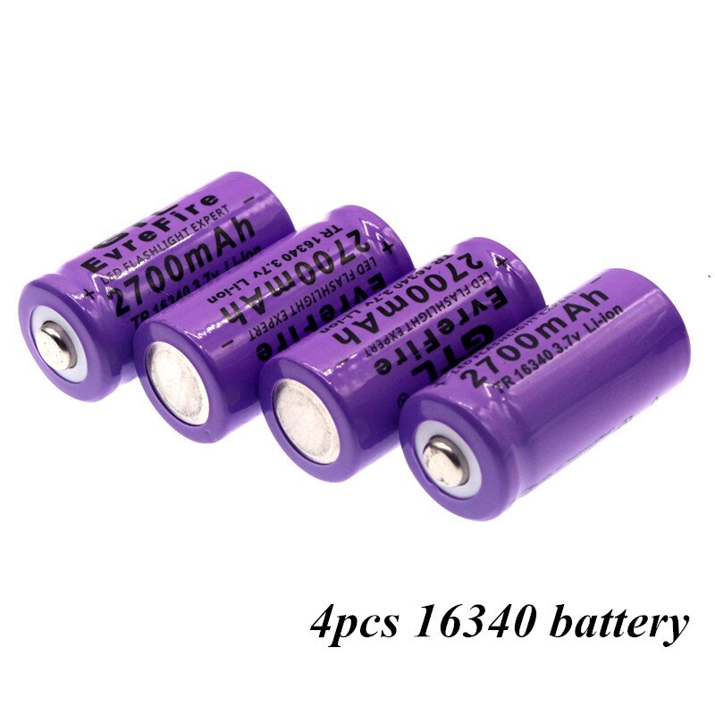 original 16340 Battery CR123A 16340 Battery 2700mAh 3.7V Li-ion Rechargeable Battery+16340Charger