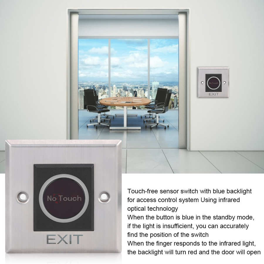 Infrared Sensor Switch Non-Touch Access Control System Backlit Button DC12V