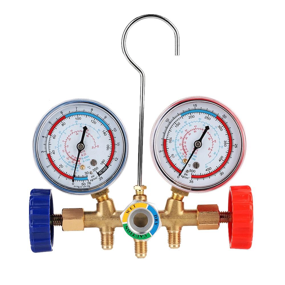 Air Condition AC Diagnostic Manifold Gauge Pressure Gauge Set Refrigerant Air Conditioning Tools with Hoses Hook