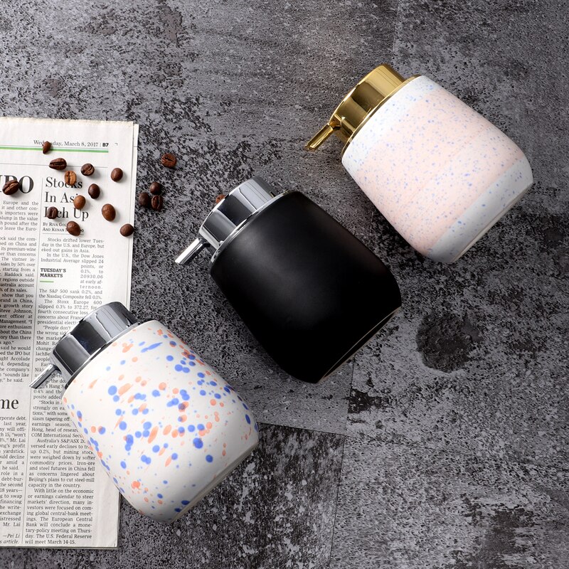 Ceramic Liquid Soap Dispenser Bottle Shower Gel Dispensers Portable Liquid Soap Bottle Lotion Dispensing Bathroom Accessories