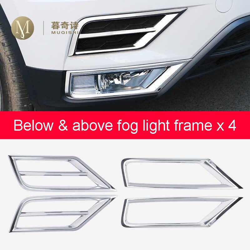 Bil-styling tiguan til volkswagen tiguan 2 mk2 front grill tågelygter lamper stel trim klistermærker dæksel tilbehør: Under og over 4 stk