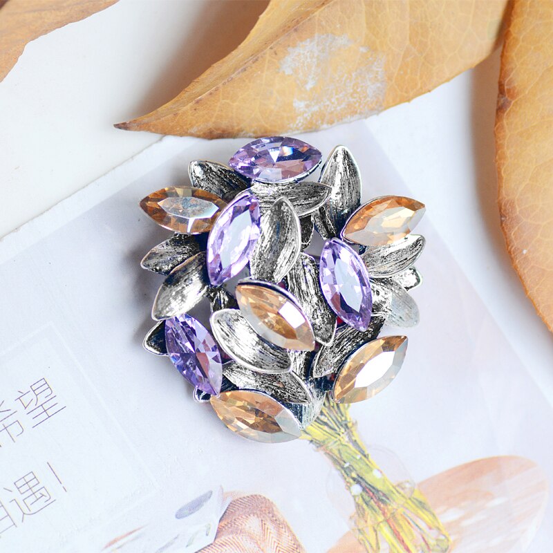 Morkopela Luxe Kristal Bloem Broche Vrouwen Mode Banket Pins En Broches Metalen Grote Broche Pin Sieraden Voor Vrouwen