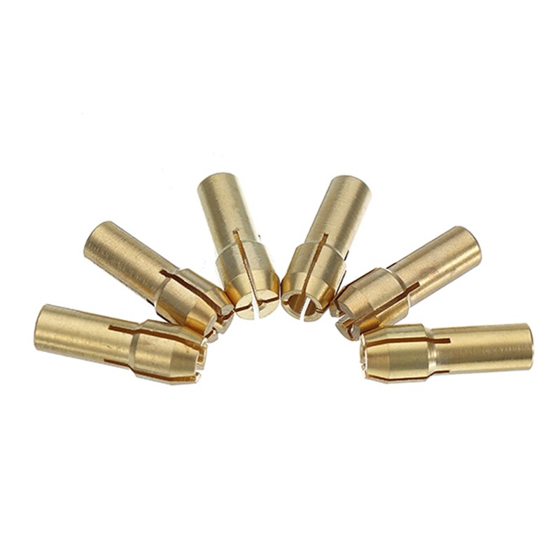 6 st 1-3.2mm mässingsborr hylschuckar med  m8 x 0.75mm +  svart mutter dremel roterande verktyg tillbehör