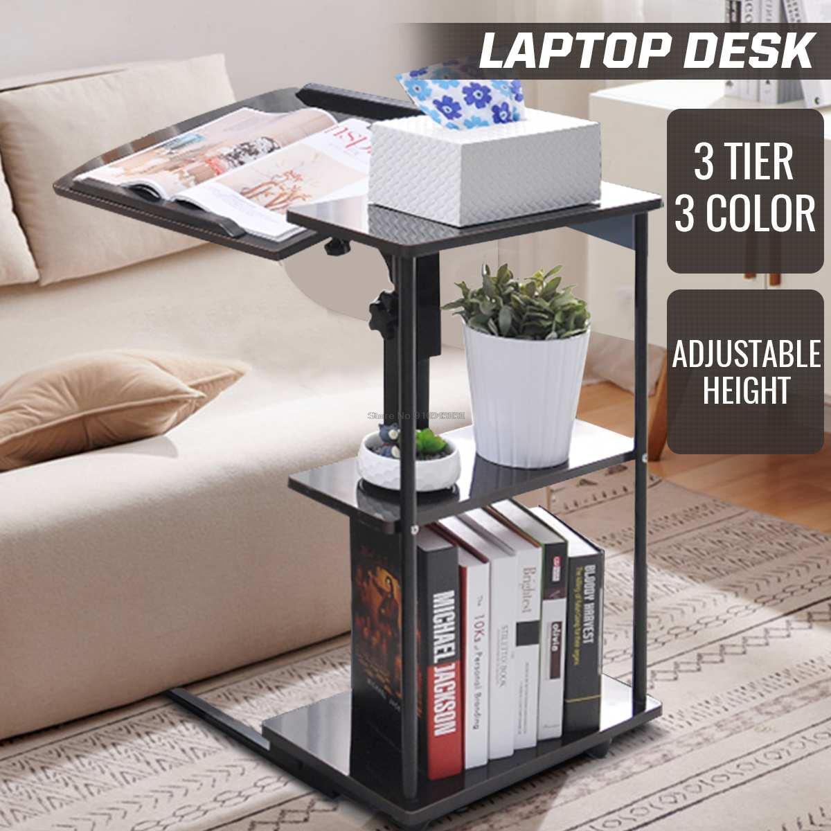 Large size Desktop Computer Table Adjustable Portable Laptop Desk Rotate Laptop Bed Table Can be Lifted Standing Desk with Wheel