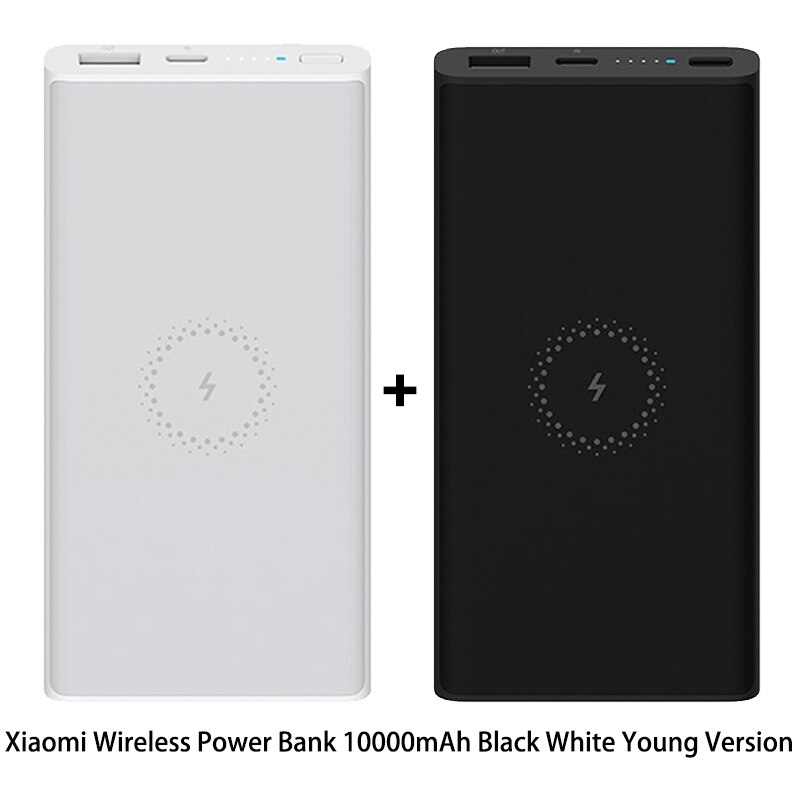 Xiaomi Wireless Power Bank 10000 mAh USB Type C Mi Powerbank Portable Qi Fast Wireless Power bank charger for Xiaomi iPhone: White Black