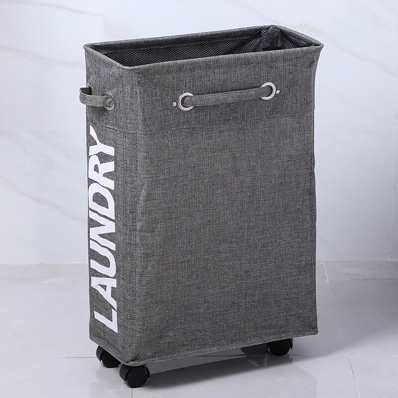 Shushi slim laundry cart basket waterproof dirty clothes toy storage basket home used collapsible laundry bucket: Gary