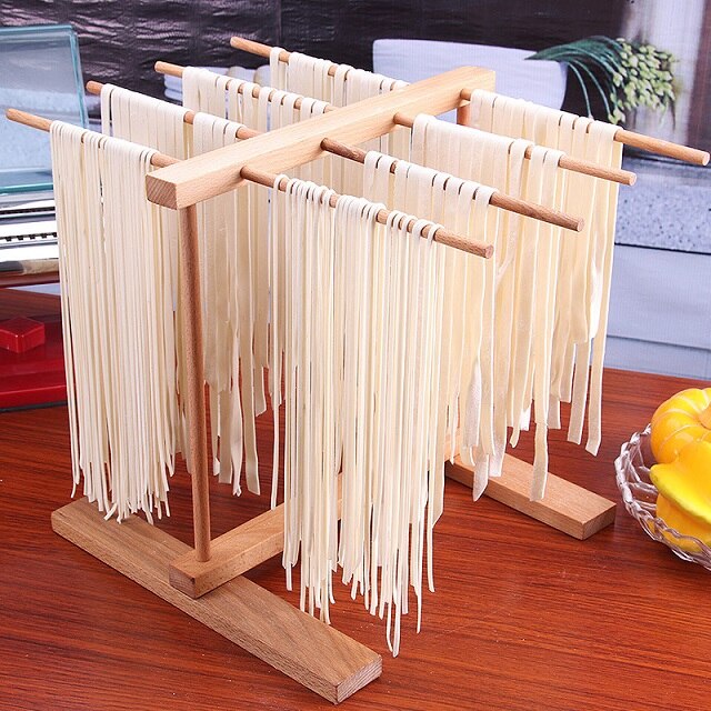 8 rækker træ nudler spaghetti tørrestativ håndlavet nudel pasta tørrestativ hængende holder køkken opbevaringsstativ: Default Title