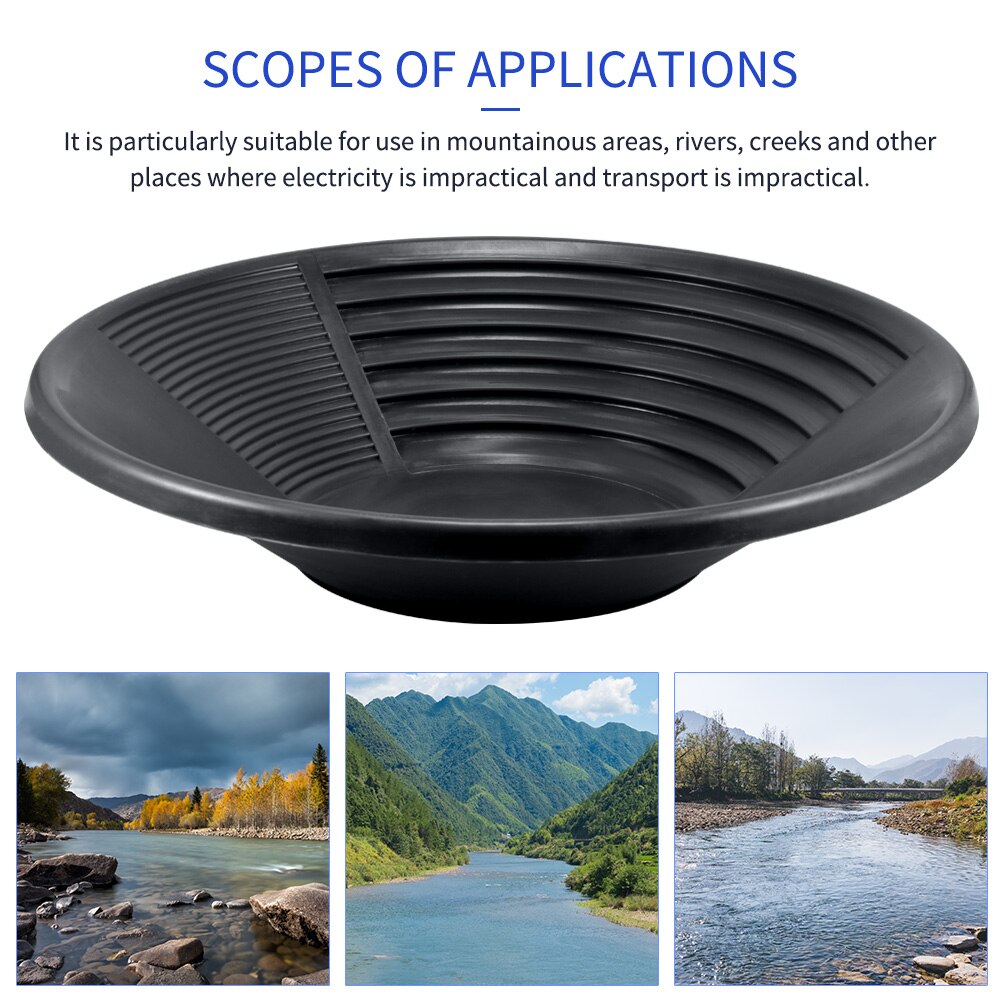 Black Plastic Gold Pan Basin Nugget Mining Dredging Prospecting For Sand Gold Mining Manual Wash Gold Panning Equipment