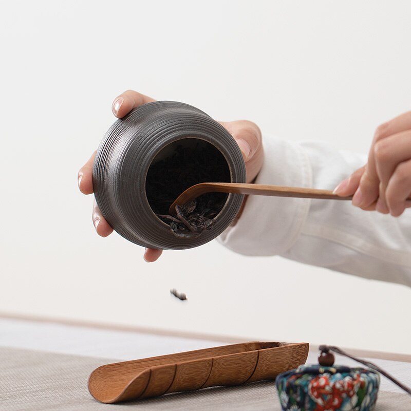 TANGPIN ceramic tea caddies black vintage tea canister chinese kungfu tea accessories