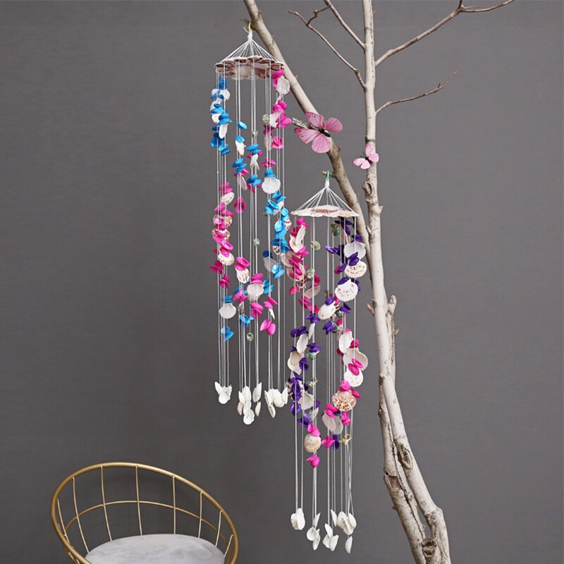 1Pcs Natuurlijke Schelpen Wind Chime Outdoor Opknoping Prachtige Schelp Windbell Eolische Bells Ambachten Ornamenten Tuin