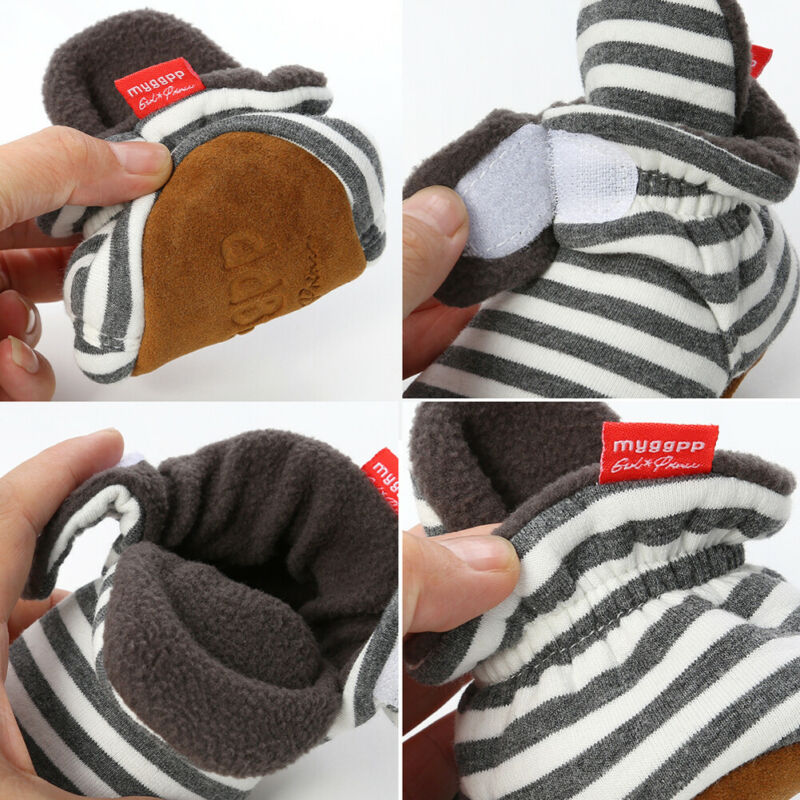 Établi à la 0-18M | Chaussons à semelle souple, bottes à rayures en coton, chaussures de berceau pour bébés garçons et nourrissons