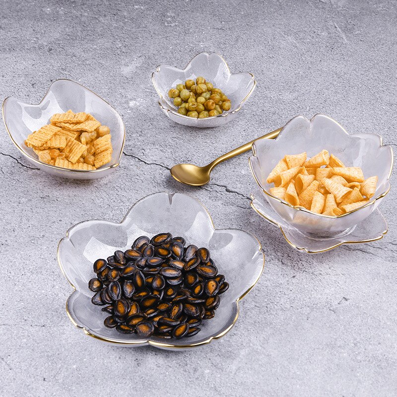 Japanese Style Cherry Blossom Dish Handmade Transparent Glass Snack Dip Bowl Matte Phnom Penh Dish Household Tableware