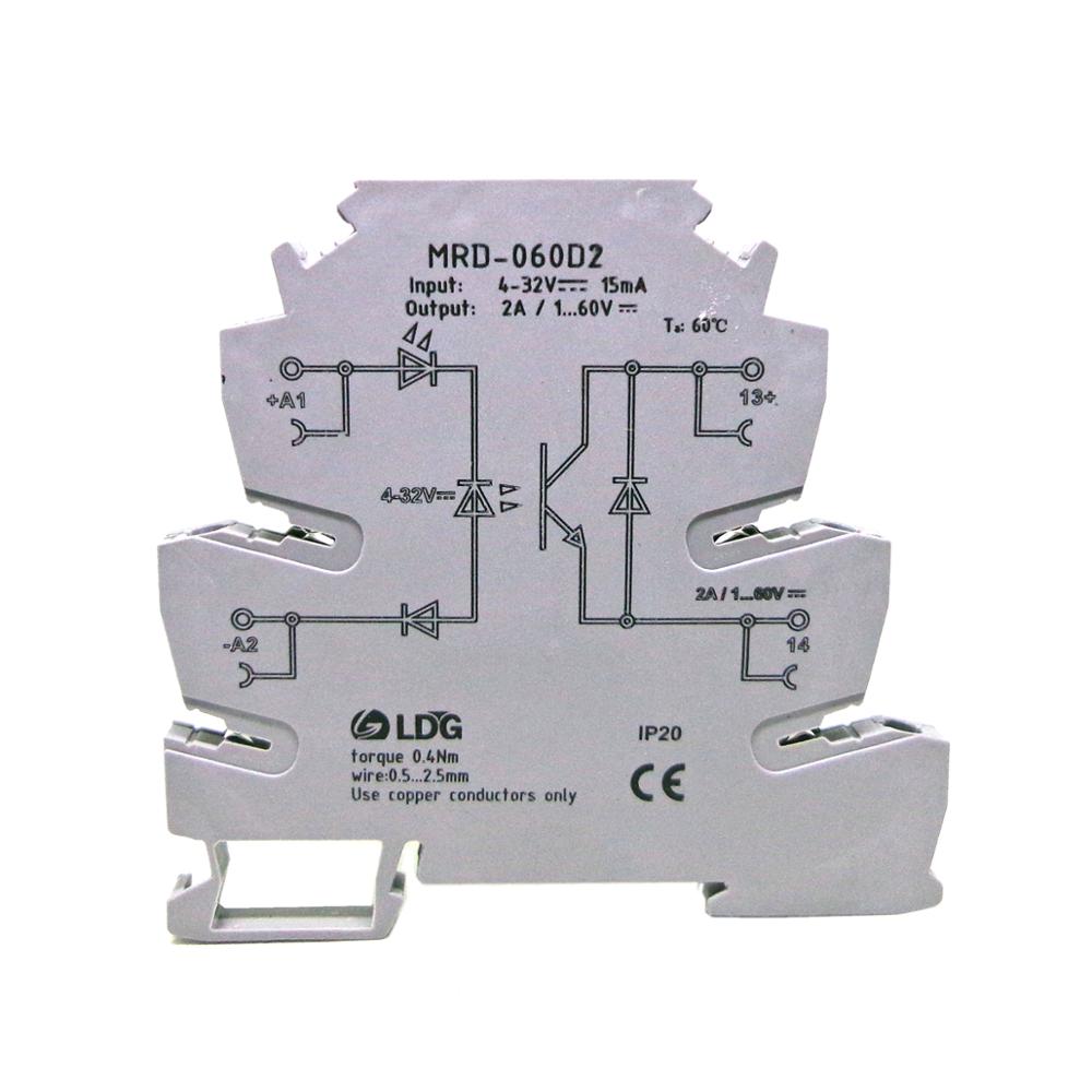 5 stk mrd -060 d 2 innovativ ledet-indikasjon 2a inngang : 5v 12v 24v likestrøm ssr fast sate relégrensesnitt din skinne relémodulbryter