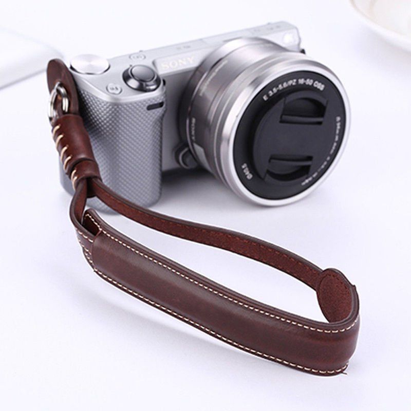 Pu læderrem kamera håndled håndrem læder lanyard til canon eos 1200d t3 rebel 1100d x50 eos kiss  x70
