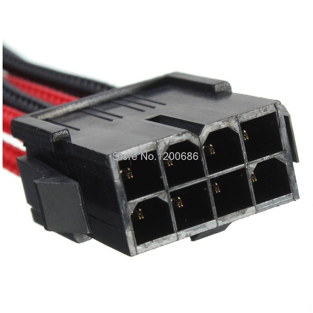 8 Pin ATX 30cm Extension Cable Wire Cord Black Red Sleeved for PSU Power Supply