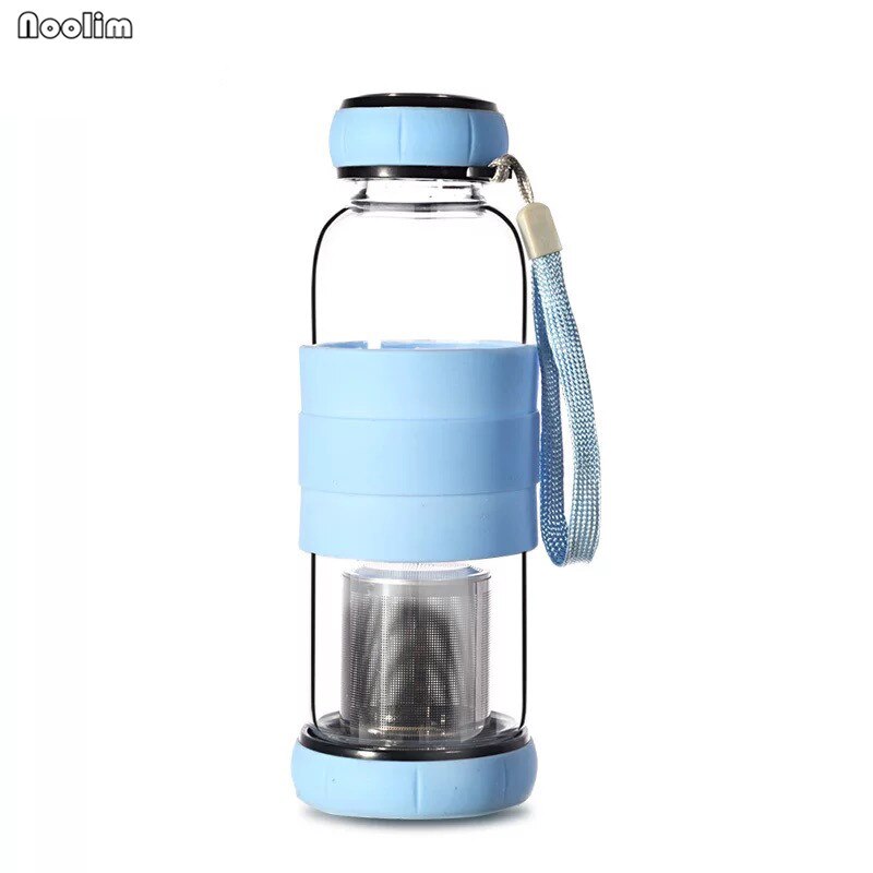 420ml bærbar græskar forretning gennemsigtig vandglas med te infusionsvæske anti skold udendørs flaske fødselsdag drinkware: Blå