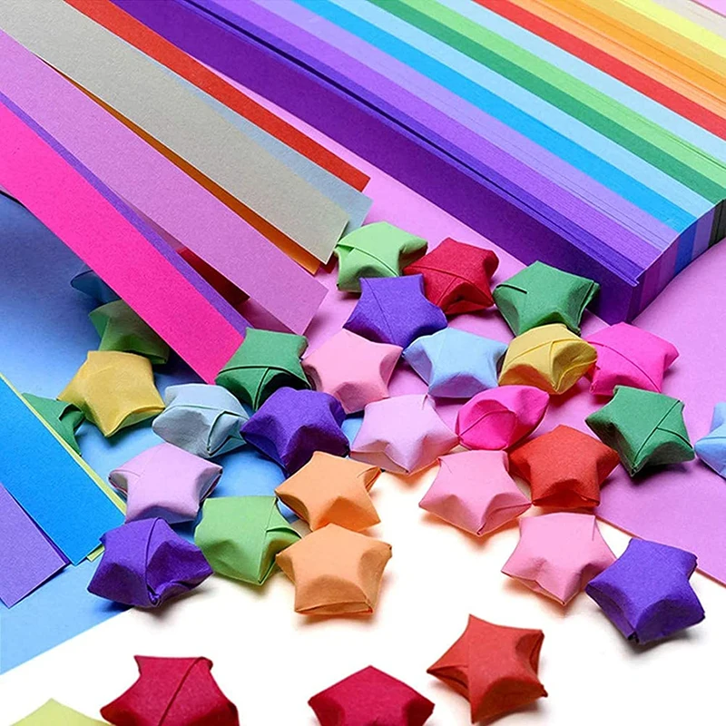 Tiras de papel de estrellas de Origami, papel plegable de doble cara, Estrella colorida de la suerte, 27 colores, manualidades artísticas, decoración del hogar, 540 hojas