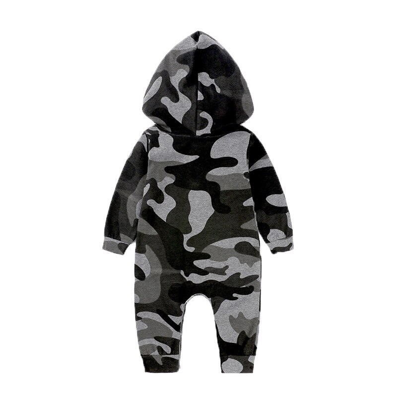 Baby Jumpsuit Camouflage Hooded Jumpsuit Baby Lange Mouwen Cartoon Herten Man Warm Romper Baby Boy 0-24M: Camouflage / 6m
