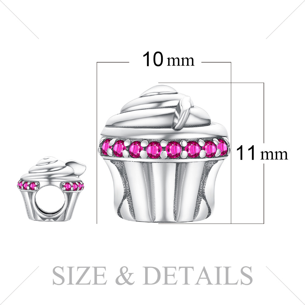 JewelryPalace Cupcake 925 Sterling Silver Beads Charms Silver 925 Original For Bracelet Silver 925 original Beads Jewelry Making