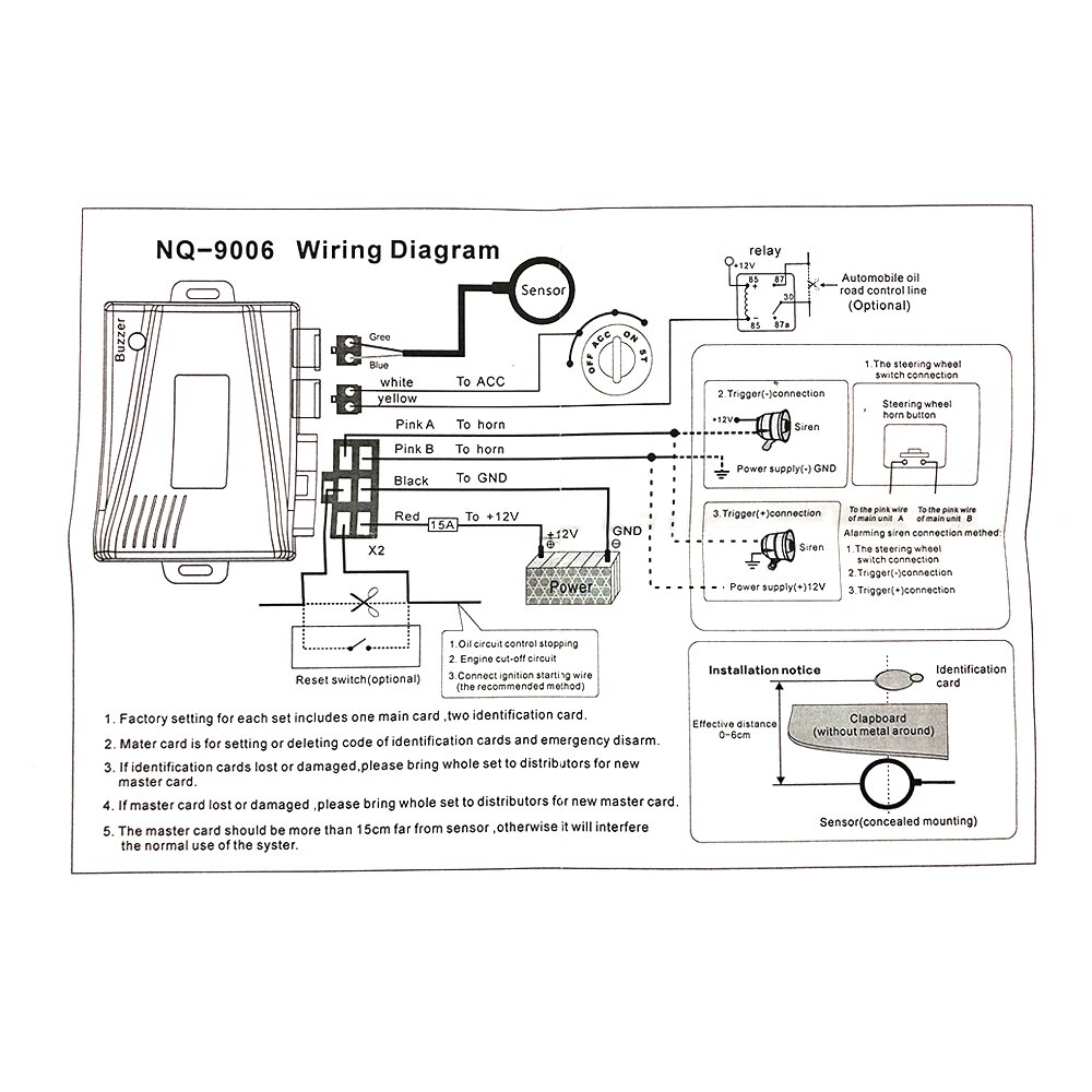 Auto Alarm Beveiligingssysteem Anti-Diefstal Shock Sensor