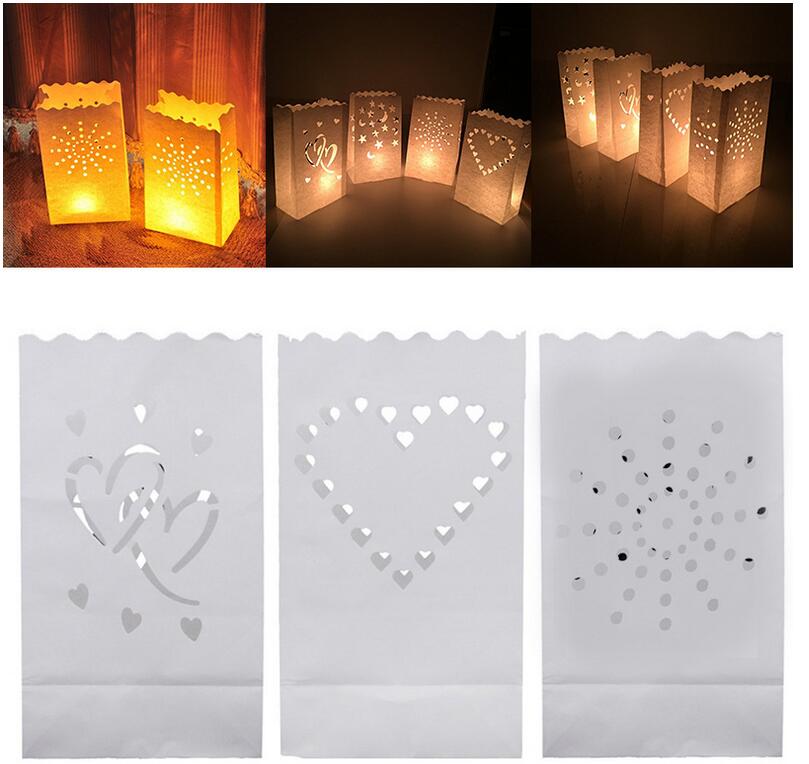 10 Pcs Wedding Hart Waxinelichthouder Luminaria Papieren Lantaarn Kaars Zak Thuis Romantische Bruiloft Decoratie Benodigdheden