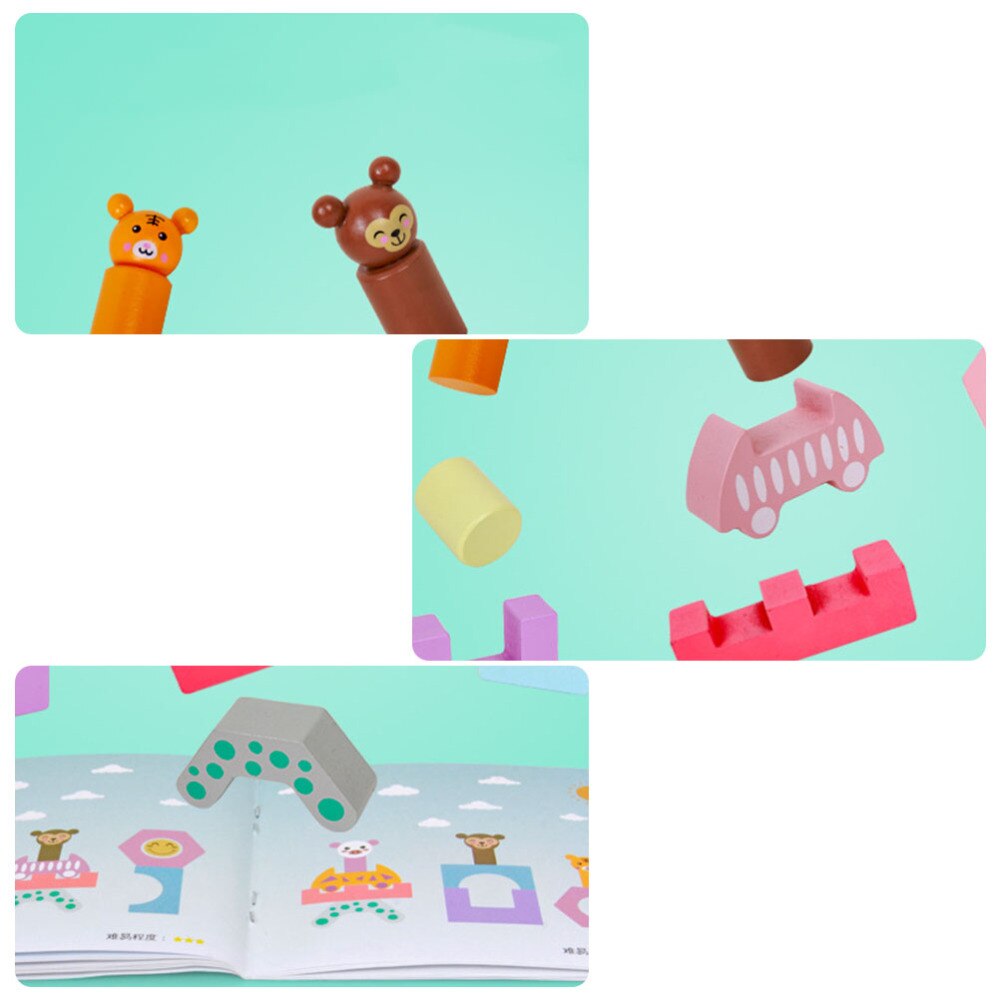1 Set Cute Cartoon Animal Block Tower Game Toy for Nursery