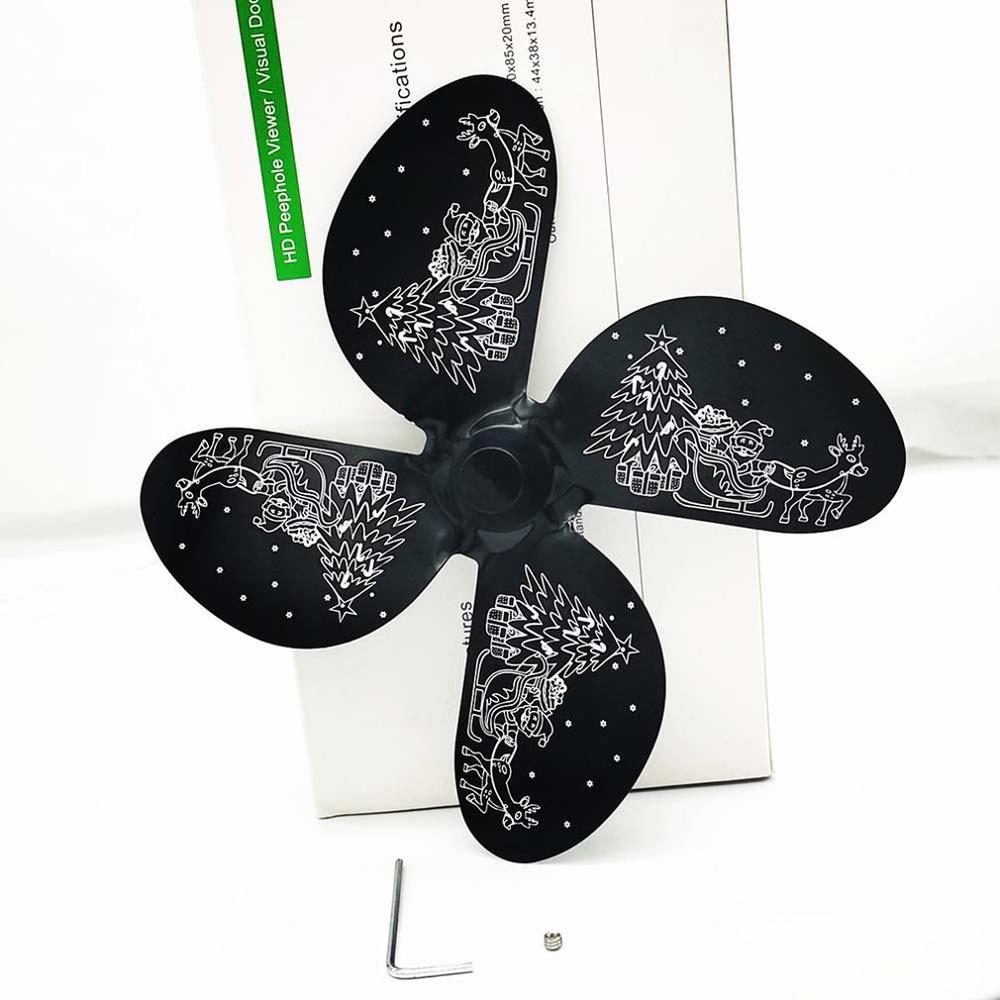 Light Fireplace Fan for Christmas Wood Burning Real Power Fireplace Small Fan Energy Saving Thermal Heater Fireplace Parts: Pattern B black