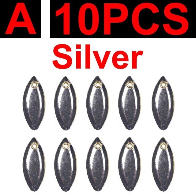 10 unidades de Señuelos de Pesca con cuchillas, señuelo de pesca con mosca, cuchara pequeña, señuelo giratorio, aparejos, hoja giratoria, accesorios de señuelo de trucha DIY: A 10pcs silver