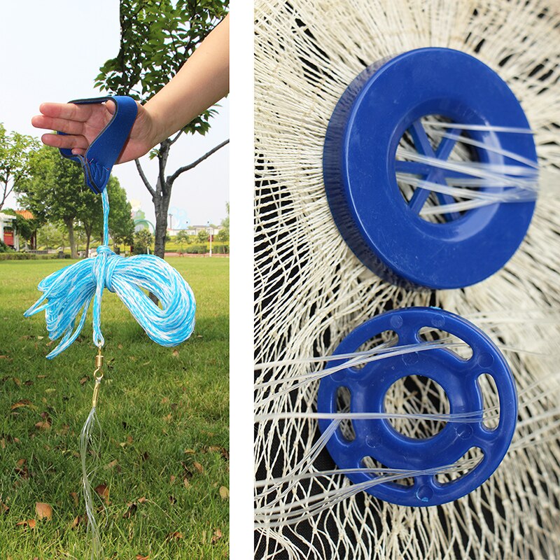 Lawaia Nylon Fishing Net Iron Pendant White Nylon Cast Net Silver Aluminum Ring Hand Throwing Outdoor Tool