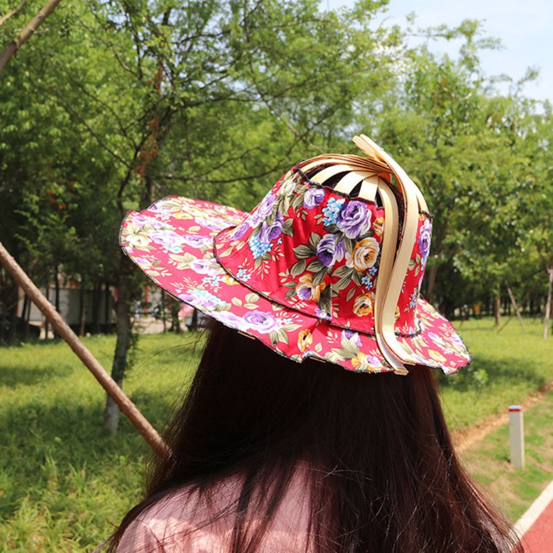 Hat for Traveling Adjustable Hat to Handheld Folding Fan Foldable Bamboo Hat and Fan Summer Beach Foldable Hat and Fan Au17 21
