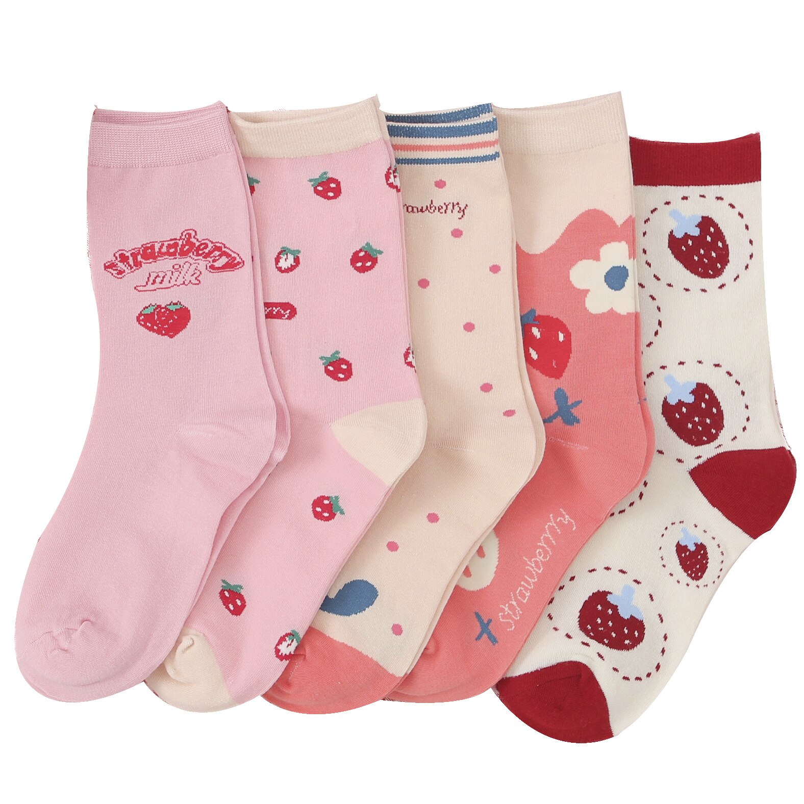Women's Socks Autumn and Winter Trendy Socks Strawberry Tube Cotton Women's Socks Harajuku College Style Casual Fresh Socks