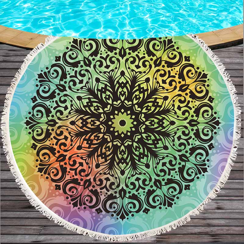 Serviette de plage ronde grande taille | Serviette de plage en coton géométrique imprimé, serviette de plage avec glands, Style bohème, cm été: Rouge