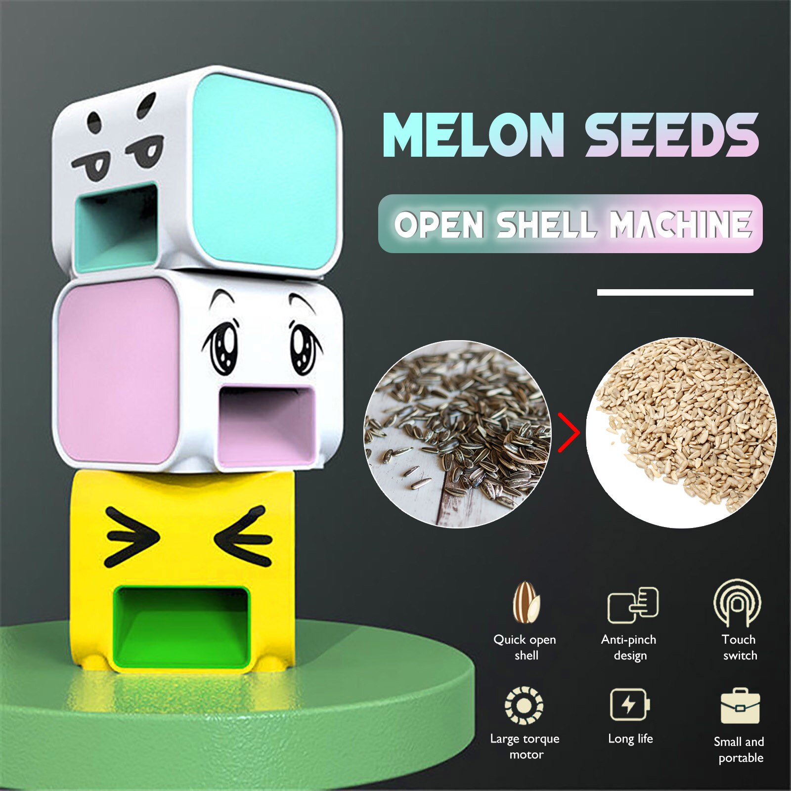 4 # Peeling Meloen Artefact Cartoon Leuke Profiel Elektrische Meloen Machine Gemak Snelle Beschermen Tanden Automatische Peeling Machine