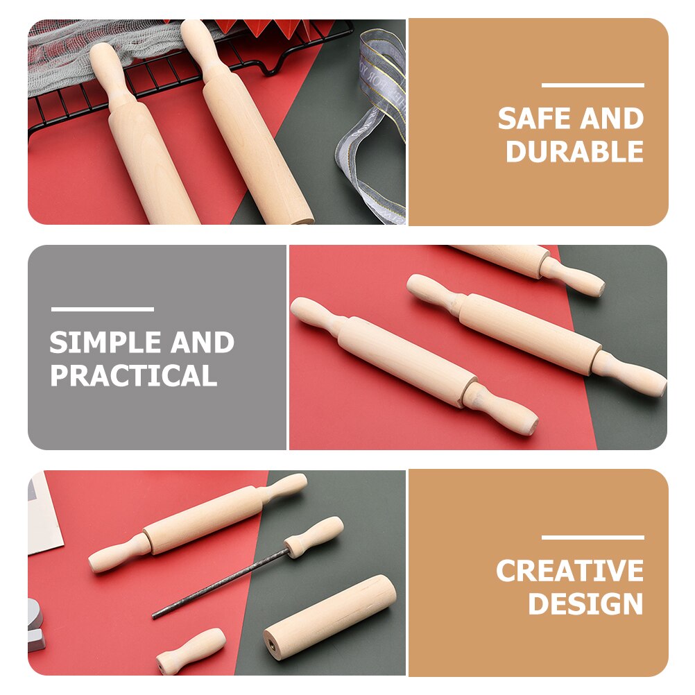6Pcs Mini Rolling Pin Small Rolling Pin Children Kitchen Tools Mini Rolling-pins for Crafts