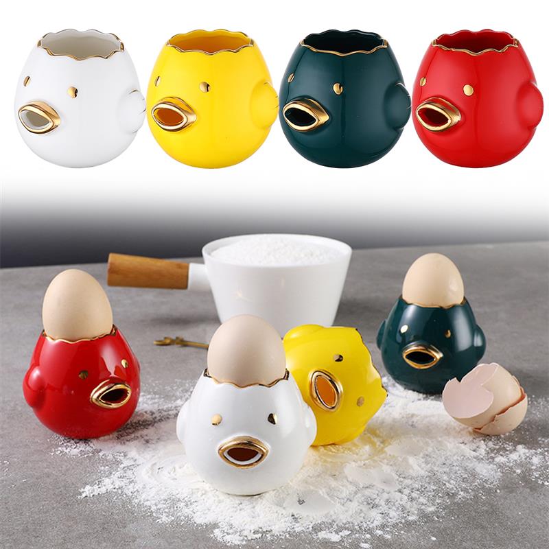 Cartoon Chicken Egg Yolk White Separator Ceramic Chick Shape Yolk Separator Protein Separation Egg Liquid Filter