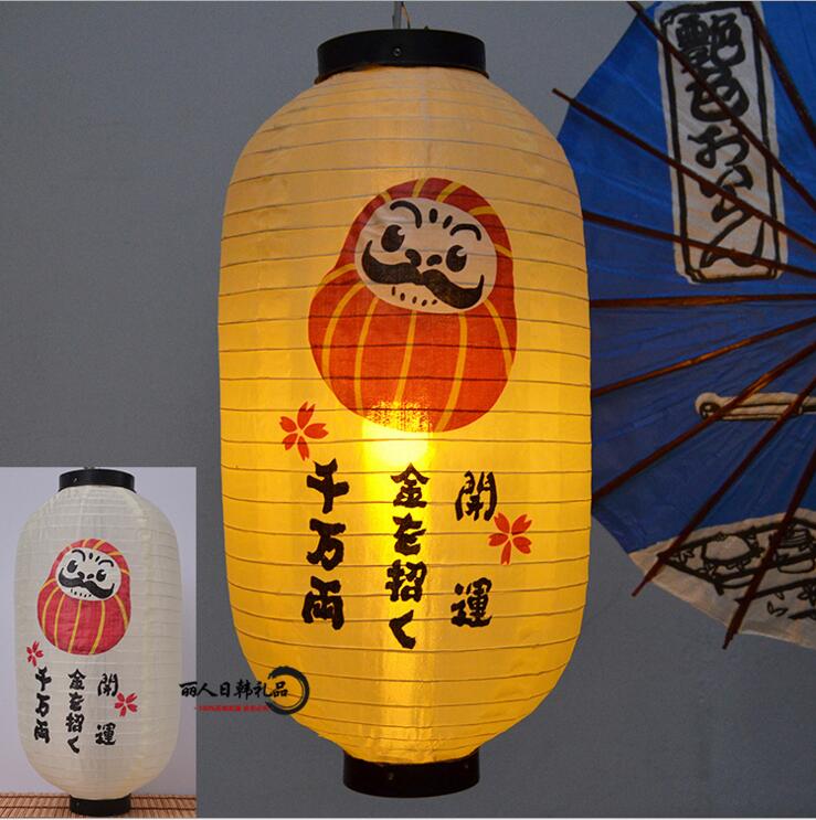 Japansk stil papirindretning lanterne vandtæt papirlampe hængende lys satin bar dekorativ pubhusindretning: 6
