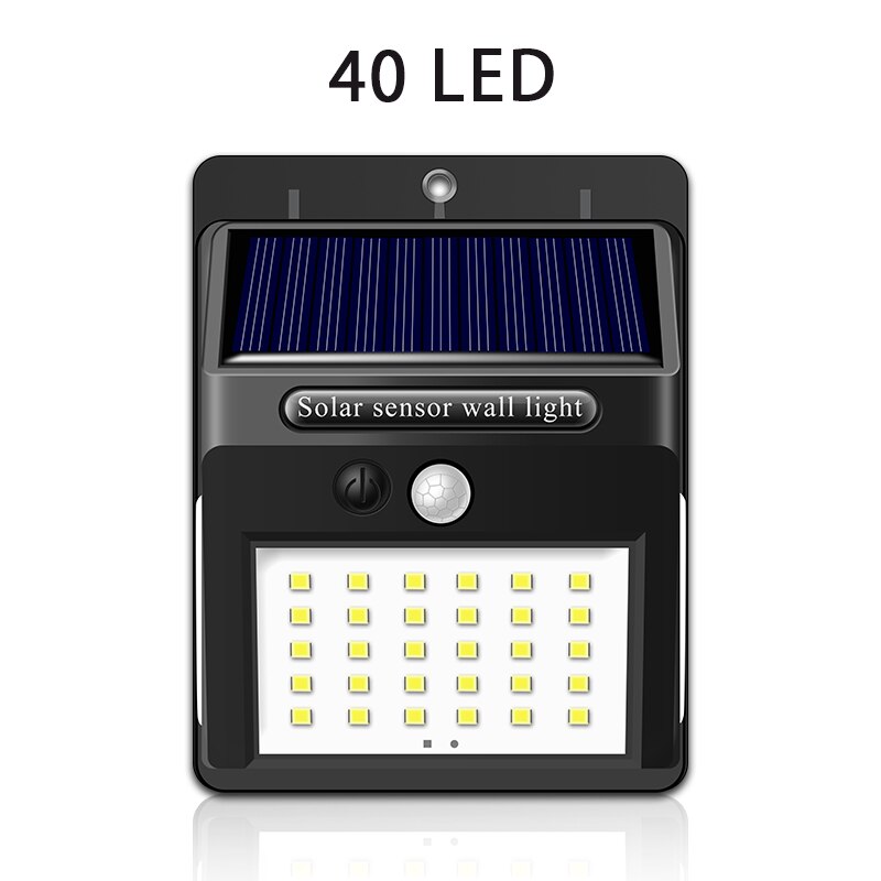 CHIZAO 40 LED Otdoor Solar Wall Lamp PIR Motion Sensor IP65 Waterproof Garden Lamps Solar light Wireless Automatic charging: Default Title