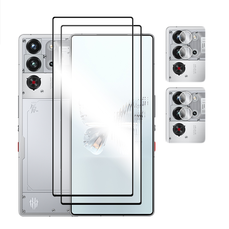 6in1 For Nubia Red Magic 10 Pro+ Glass For Red Magic 10 Pro Tempered Glass 6.85 inch Full Cover Glue HD Screen Protector: Khaki / Bundle2