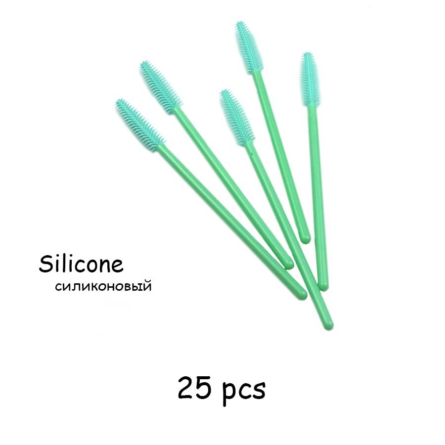 25 Pcs Silikon Pinsel Einweg Wimpern Werkzeug Kamm Mascara Zauberstäbe Make-Up Pinsel Individuelle Applikator Kit für Auge Applikator: 25 pcs mint green