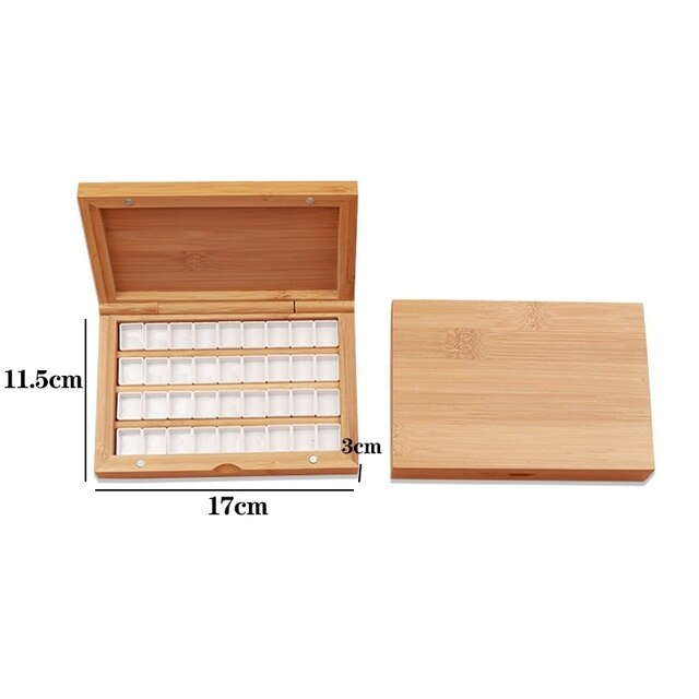 24/36 Grids Box Aquarel Verf Bamboe Houten Palet Draagbare Lege Opslag Paleta Art Supplies: D