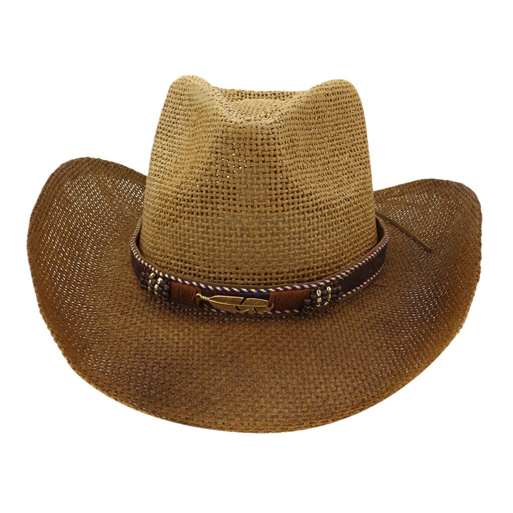 Vintage cowboy stråhatt for menn fedoras hvit brun kaffe fiskehatter menn: G