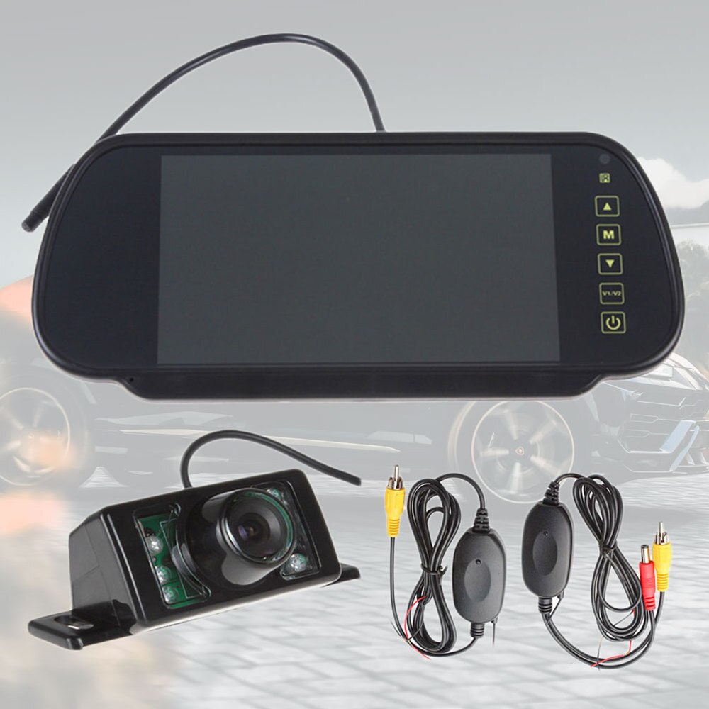 7 Inch Wireless Car Rear Mirror Monitor Wireless Adapter Reversing Camera