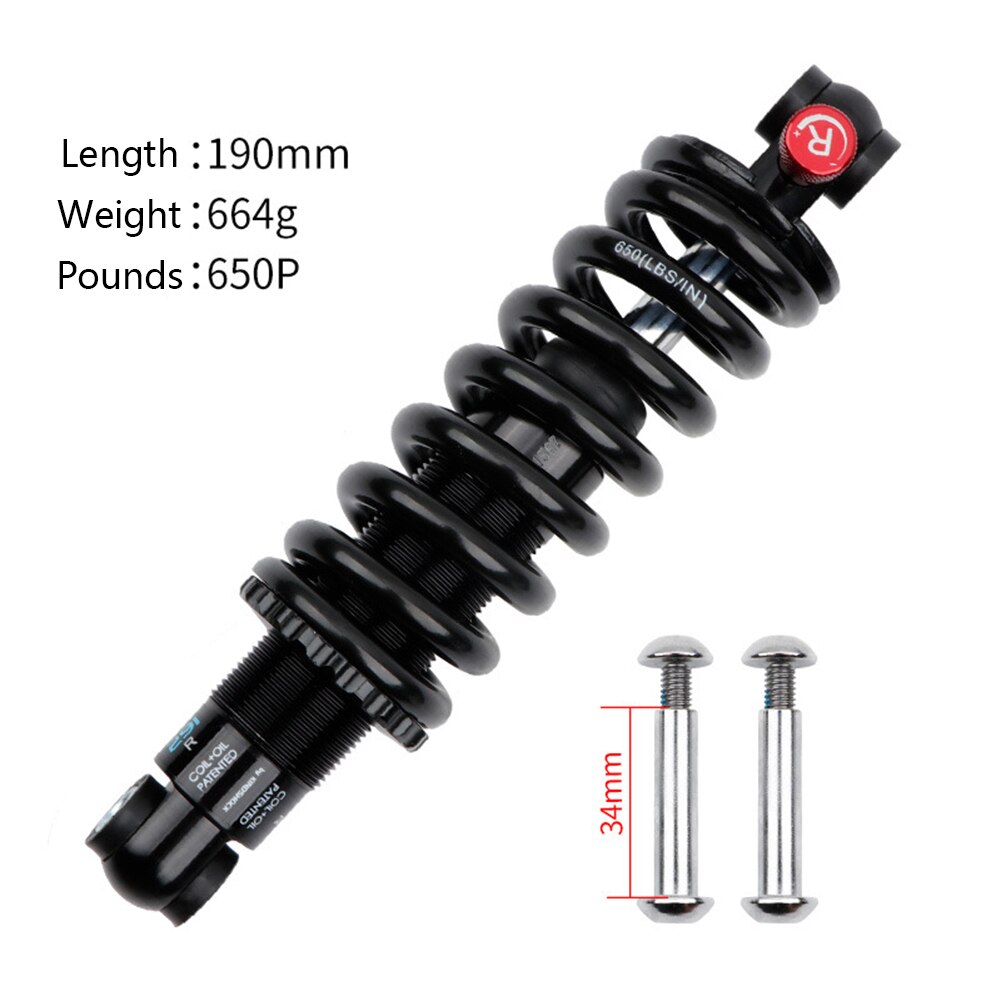 MTB Mountain Bike Air Rear Shock Absorber Adjustable Damping Travel Downhill 125/150/165/190MM Spring Shock Absorber Black