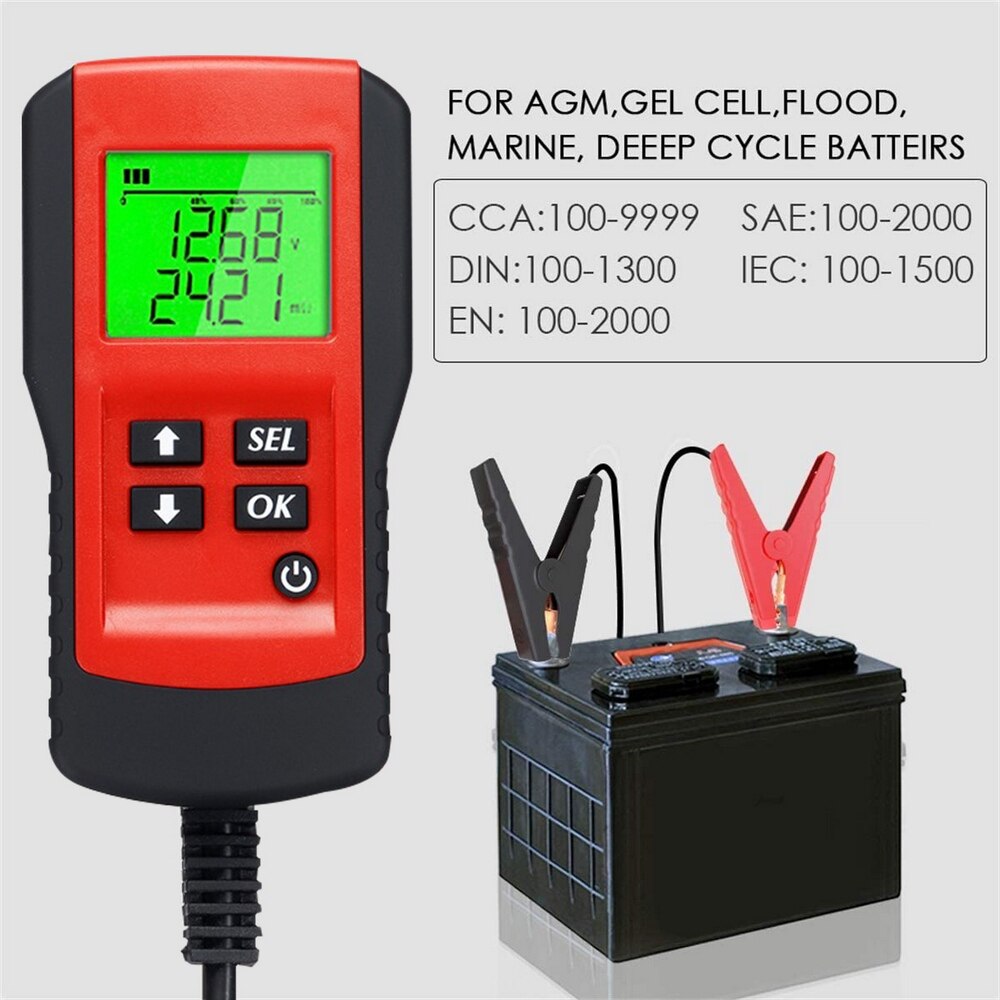 Car Battery Tester 12V AE300 LCD Digital Auto System Analyzer Automotive Vehicle Car Battery Voltage ohm Tester Diagnostic Tool